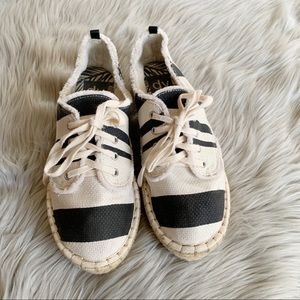 DV Dolce Vita Black Striped Platform Espadrilles